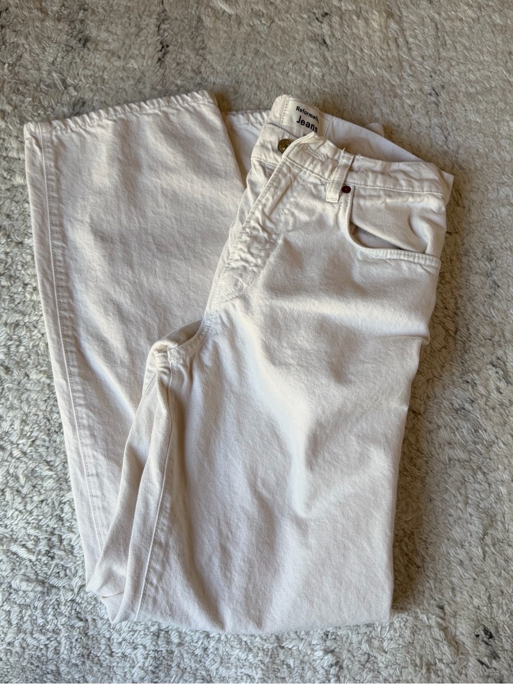 Reformation Cream Straight-Leg Jeans